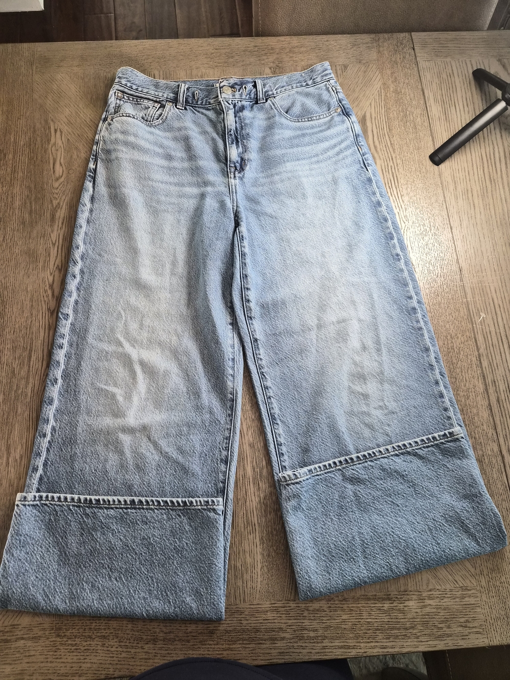 Madewell Light Blue Wide Leg Cuffed Jeans